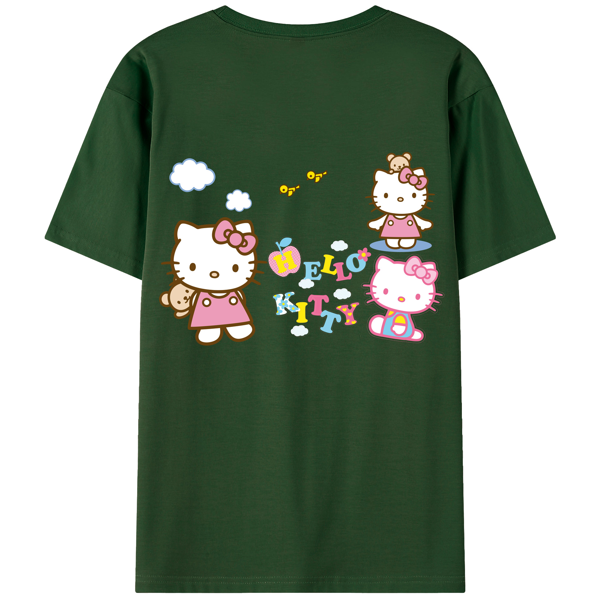 （画像用） Hello Kitty ハローキティ 綿100％半袖Tシャツ（背面プリント）
